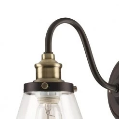 Jackson 1-Light Oil Rubbed Bronze and Antique Brass Wall Sconce Light with Clear Glass Shade by Globe Electric -Deals Globe Electric Store oil rubbed bronze globe electric wall sconces 64932 c3 1000
