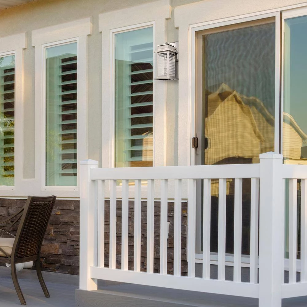 Wayne 1-Light Painted Brushed Nickel Outdoor Indoor Wall Lantern Sconce with Clear Ribbed Glass Shade, Bulb Included by Globe Electric 6 Wayne 1-Light Painted Brushed Nickel Outdoor Indoor Wall Lantern Sconce with Clear Ribbed Glass Shade, Bulb Included by Globe Electric - Image 6