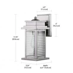 Wayne 1-Light Painted Brushed Nickel Outdoor Indoor Wall Lantern Sconce with Clear Ribbed Glass Shade, Bulb Included by Globe Electric 9 Wayne 1-Light Painted Brushed Nickel Outdoor Indoor Wall Lantern Sconce with Clear Ribbed Glass Shade, Bulb Included by Globe Electric -Deals Globe Electric Store painted brushed nickel globe electric outdoor sconces 44074 4f 1000