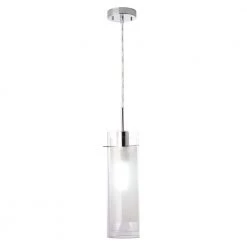Sydney 1-Light Polished Chrome Clear Glass Hanging Pendant by Globe Electric