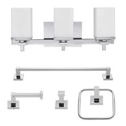 Finn 3-Light Chrome All-In-One Bath Light Vanity (5-Piece) by Globe Electric