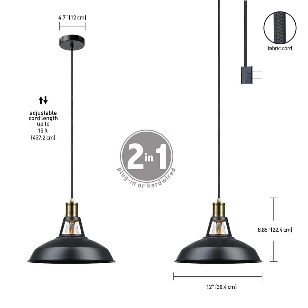Robin 1-Light Satin Black Pendant by Globe Electric 3 Robin 1-Light Satin Black Pendant by Globe Electric - Image 3
