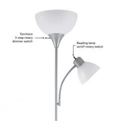 Delilah 72 in. Silver Torchiere Floor Lamp with Adjustable Reading Light by Globe Electric 11 Delilah 72 in. Silver Torchiere Floor Lamp with Adjustable Reading Light by Globe Electric -Deals Globe Electric Store silver globe electric floor lamps 67134 44 1000