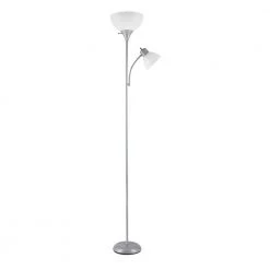 Delilah 72 in. Silver Torchiere Floor Lamp with Adjustable Reading Light by Globe Electric