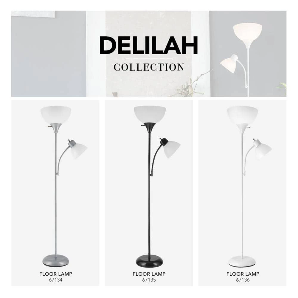 Delilah 72 in. Silver Torchiere Floor Lamp with Adjustable Reading Light by Globe Electric 7 Delilah 72 in. Silver Torchiere Floor Lamp with Adjustable Reading Light by Globe Electric - Image 7