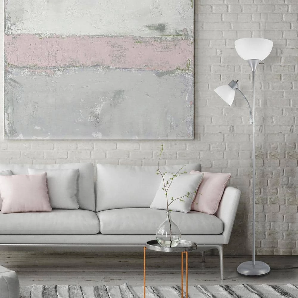 Delilah 72 in. Silver Torchiere Floor Lamp with Adjustable Reading Light by Globe Electric 2 Delilah 72 in. Silver Torchiere Floor Lamp with Adjustable Reading Light by Globe Electric - Image 2