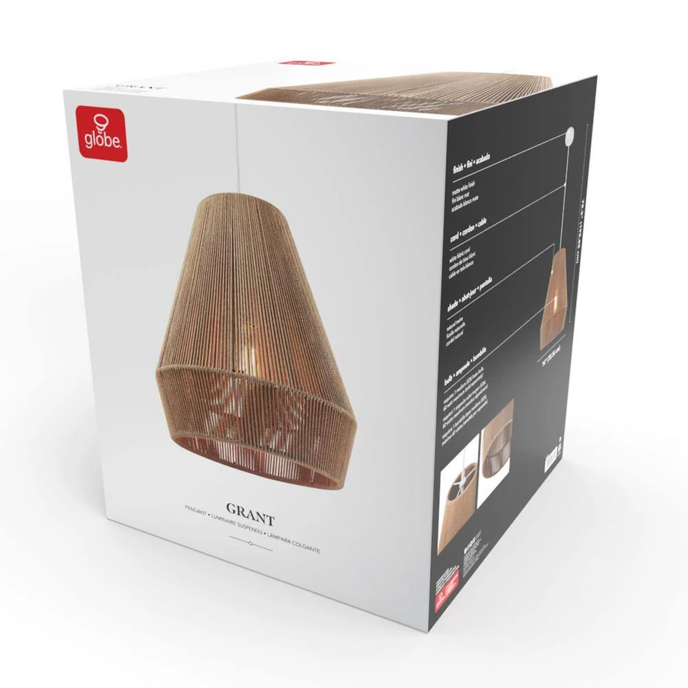 Grant 1-Light Twine and Matte White Pendant Lighting by Globe Electric 8 Grant 1-Light Twine and Matte White Pendant Lighting by Globe Electric - Image 8