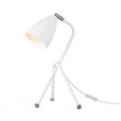 Aiden 16 in. Matte White Desk Lamp with Antique Brass Accents by Globe Electric