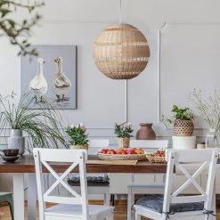 1-Light White Pendant with Natural Woven Twine Shade and Designer White Cloth Cord, Vintage Incandescent Bulb Included by Globe Electric -Deals Globe Electric Store white globe electric chandeliers 61015 31 1000