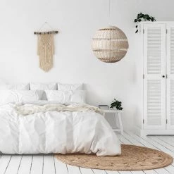 1-Light White Pendant with Natural Woven Twine Shade and Designer White Cloth Cord, Vintage Incandescent Bulb Included by Globe Electric -Deals Globe Electric Store white globe electric chandeliers 61015 4f 1000