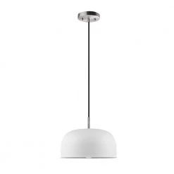 Scarlett 1-Light Matte White Plug-In or Hardwire Pendant Lighting with 15 ft. Cord by Globe Electric