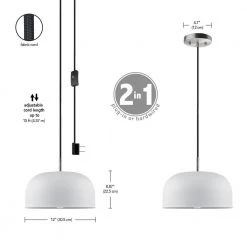 Scarlett 1-Light Matte White Plug-In or Hardwire Pendant Lighting with 15 ft. Cord by Globe Electric -Deals Globe Electric Store white globe electric chandeliers 61101 fa 1000