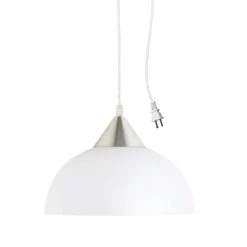Amris 1-Light 11 in. Plug-In White Hanging Pendant by Globe Electric