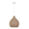 Tika 1-Light White Pendant Light with Natural Blonde Twine Shade by Globe Electric