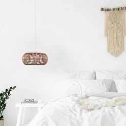 1-Light White Plug-In or Hardwired Shaded Pendant Lighting with Rattan Shade by Globe Electric -Deals Globe Electric Store white globe electric chandeliers 91002872 31 1000