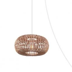 1-Light White Plug-In or Hardwired Shaded Pendant Lighting with Rattan Shade by Globe Electric -Deals Globe Electric Store white globe electric chandeliers 91002872 fa 1000