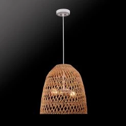 2-Light White Chandelier with Bamboo Shade by Globe Electric -Deals Globe Electric Store white globe electric chandeliers 91002873 e1 1000