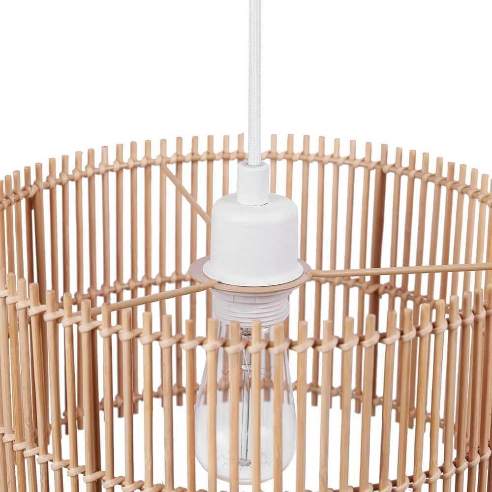 1-Light White Shaded Pendant Lighting with Natural Bamboo Shade by Globe Electric 6 1-Light White Shaded Pendant Lighting with Natural Bamboo Shade by Globe Electric - Image 6