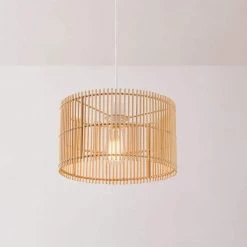 1-Light White Shaded Pendant Lighting with Natural Bamboo Shade by Globe Electric 16 1-Light White Shaded Pendant Lighting with Natural Bamboo Shade by Globe Electric -Deals Globe Electric Store white globe electric chandeliers 91002875 fa 1000