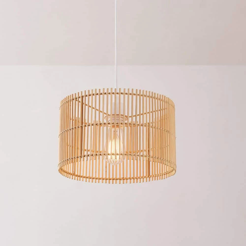 1-Light White Shaded Pendant Lighting with Natural Bamboo Shade by Globe Electric 7 1-Light White Shaded Pendant Lighting with Natural Bamboo Shade by Globe Electric - Image 7