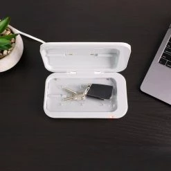 UV-C Light 0.78 in White Disinfecting Box, Indicator Light, Micro USB Cable Included by Globe Electric 21 UV-C Light 0.78 in White Disinfecting Box, Indicator Light, Micro USB Cable Included by Globe Electric -Deals Globe Electric Store white globe electric lamp bases 60057 31 1000