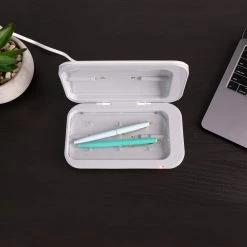 UV-C Light 0.78 in White Disinfecting Box, Indicator Light, Micro USB Cable Included by Globe Electric 16 UV-C Light 0.78 in White Disinfecting Box, Indicator Light, Micro USB Cable Included by Globe Electric -Deals Globe Electric Store white globe electric lamp bases 60057 4f 1000