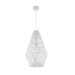 Penelope 1-Light Pendant Light, White Spun Rope Shade, White Cloth Cord by Globe Electric