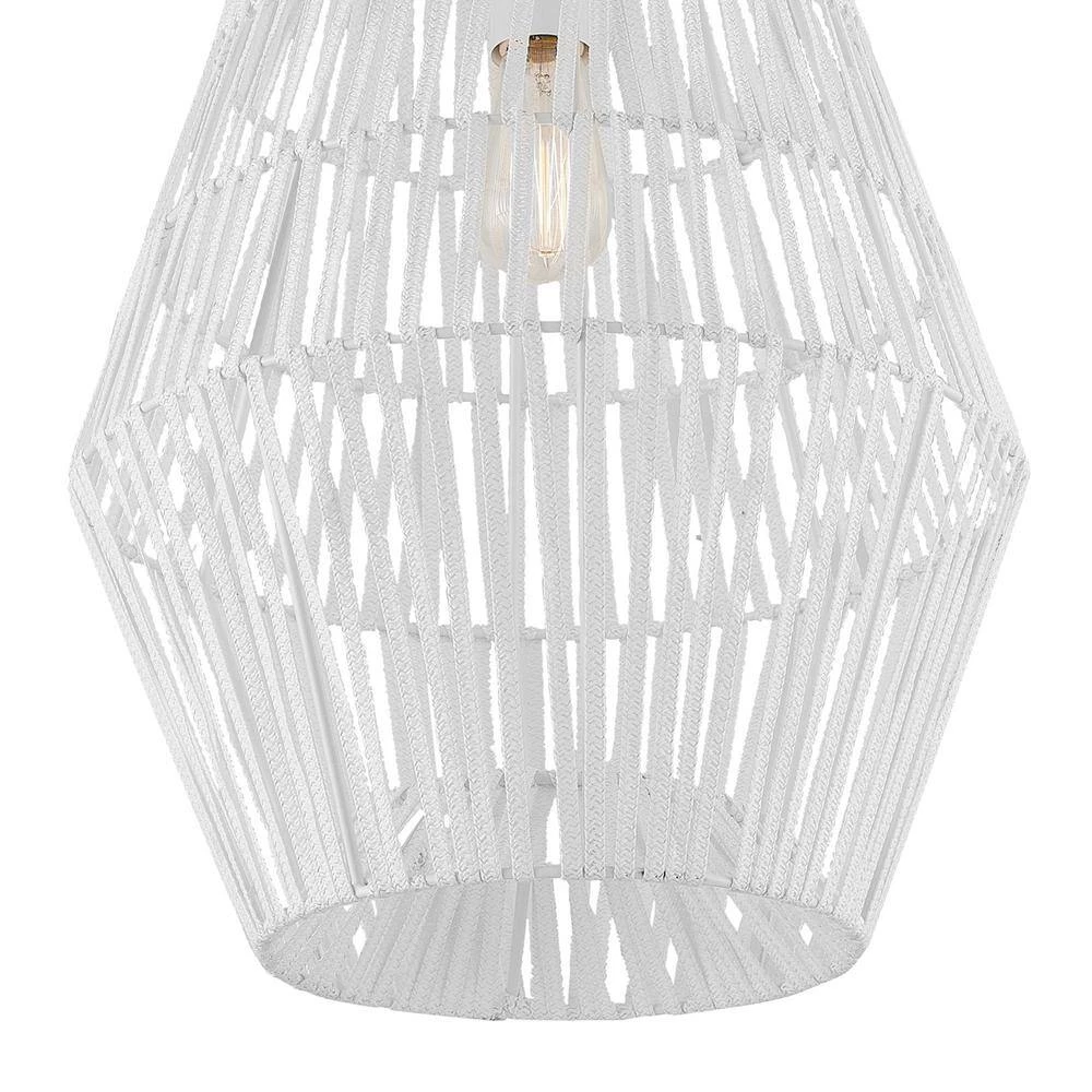 Penelope 1-Light Pendant Light, White Spun Rope Shade, White Cloth Cord by Globe Electric 3 Penelope 1-Light Pendant Light, White Spun Rope Shade, White Cloth Cord by Globe Electric - Image 3