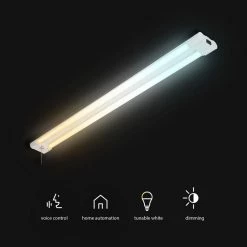 Wi-Fi Smart 4 ft. 42-Watt Linkable LED White Shop Light, No Hub Required, Voice Activated by Globe Electric 14 Wi-Fi Smart 4 ft. 42-Watt Linkable LED White Shop Light, No Hub Required, Voice Activated by Globe Electric -Deals Globe Electric Store white globe electric shop lights 24034 1f 1000