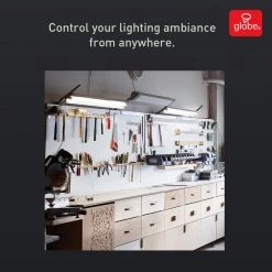 Wi-Fi Smart 4 ft. 42-Watt Linkable LED White Shop Light, No Hub Required, Voice Activated by Globe Electric 15 Wi-Fi Smart 4 ft. 42-Watt Linkable LED White Shop Light, No Hub Required, Voice Activated by Globe Electric -Deals Globe Electric Store white globe electric shop lights 24034 44 1000