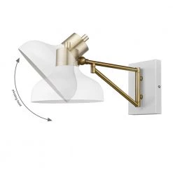 Campbell 1-Light White and Brass Plug-In or Hardwire Swing Arm Wall Sconce with 6 ft. Cord by Globe Electric -Deals Globe Electric Store white globe electric wall sconces 51797 44 1000
